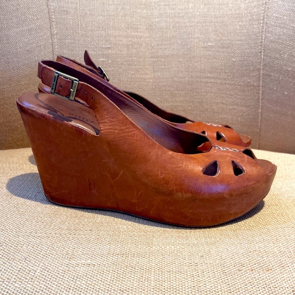 Kork Ease Wedges Leather Sandals Shoes Sz 7/38 - Picture 3 of 7